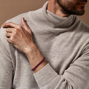 Lilac braided leather bracelet with silver magnetic clasp 