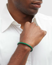 Kelly green braided leather bracelet with magnetic clasp