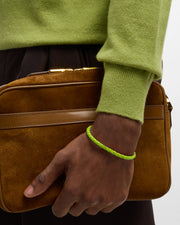 Lime green braided leather bracelet with magnetic clasp