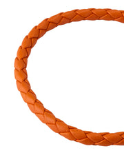 Orange braided leather bracelet with magnetic clasp