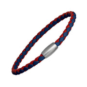 Jan Leslie Link Up two-tone red and navy round braided leather bracelet.