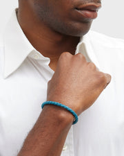 Turquoise braided leather bracelet with silver magnetic clasp