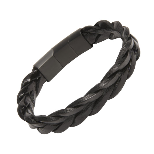 Wide Leather Braid Bracelet