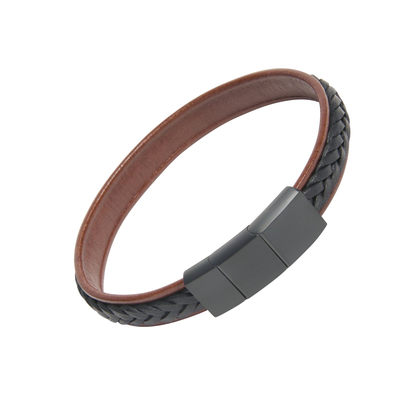 Braid on Leather Strap Bracelet