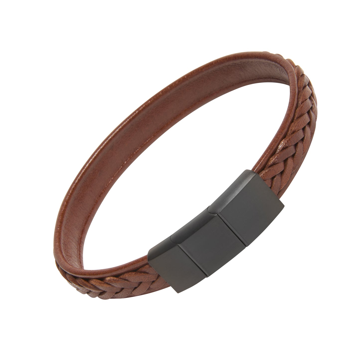 Braid on Leather Strap Bracelet