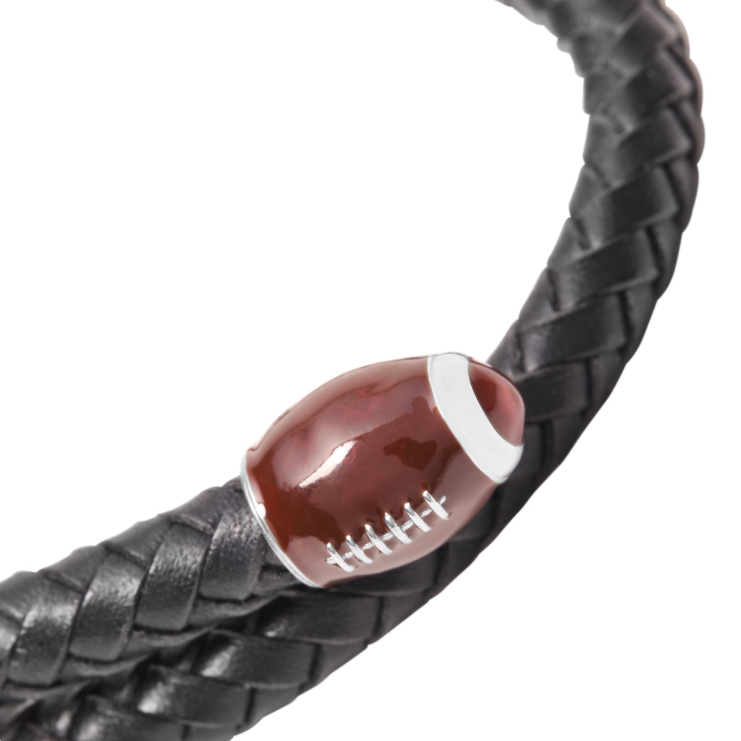Football Braided Leather Spring Bracelet