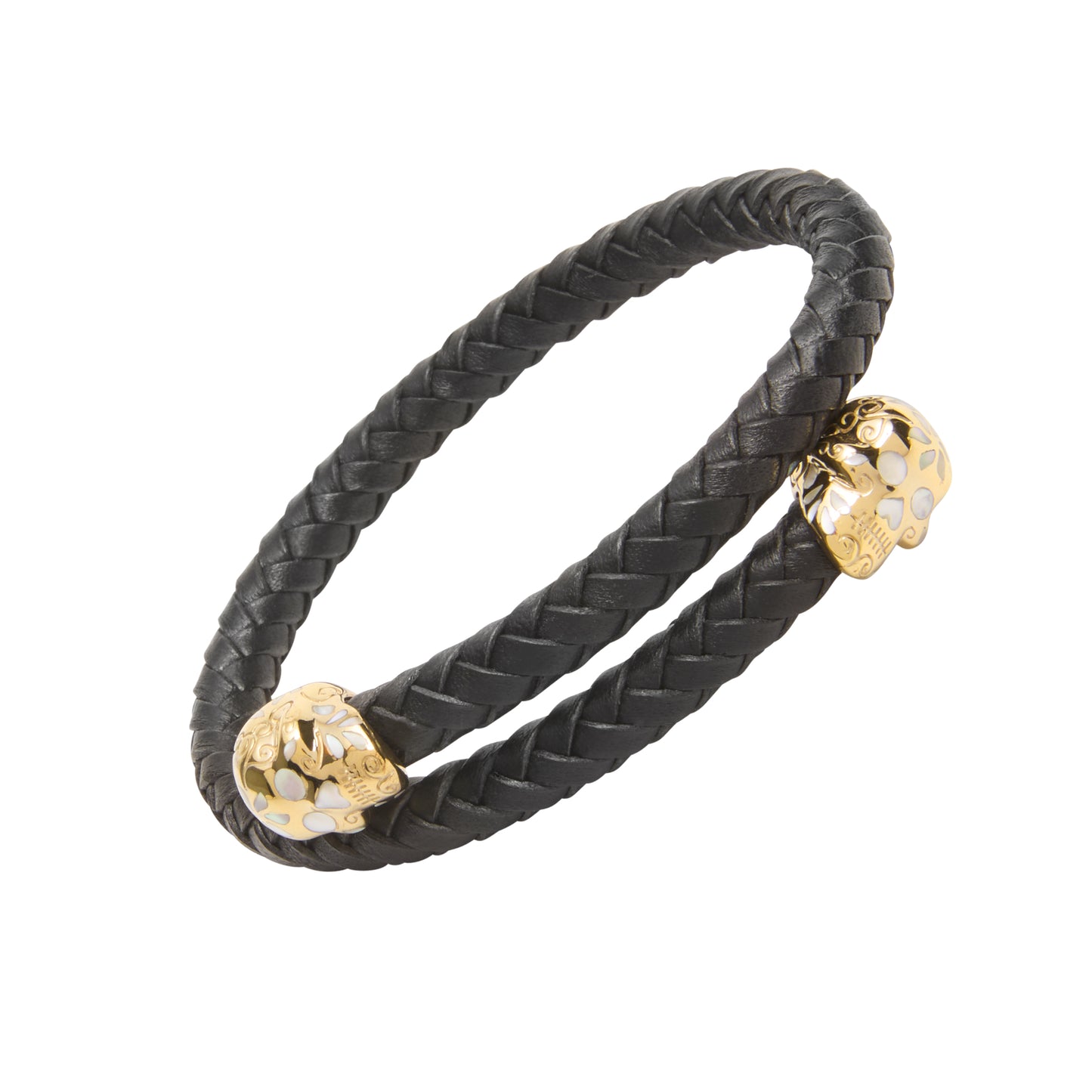 Skull Braided Leather Spring Bracelet