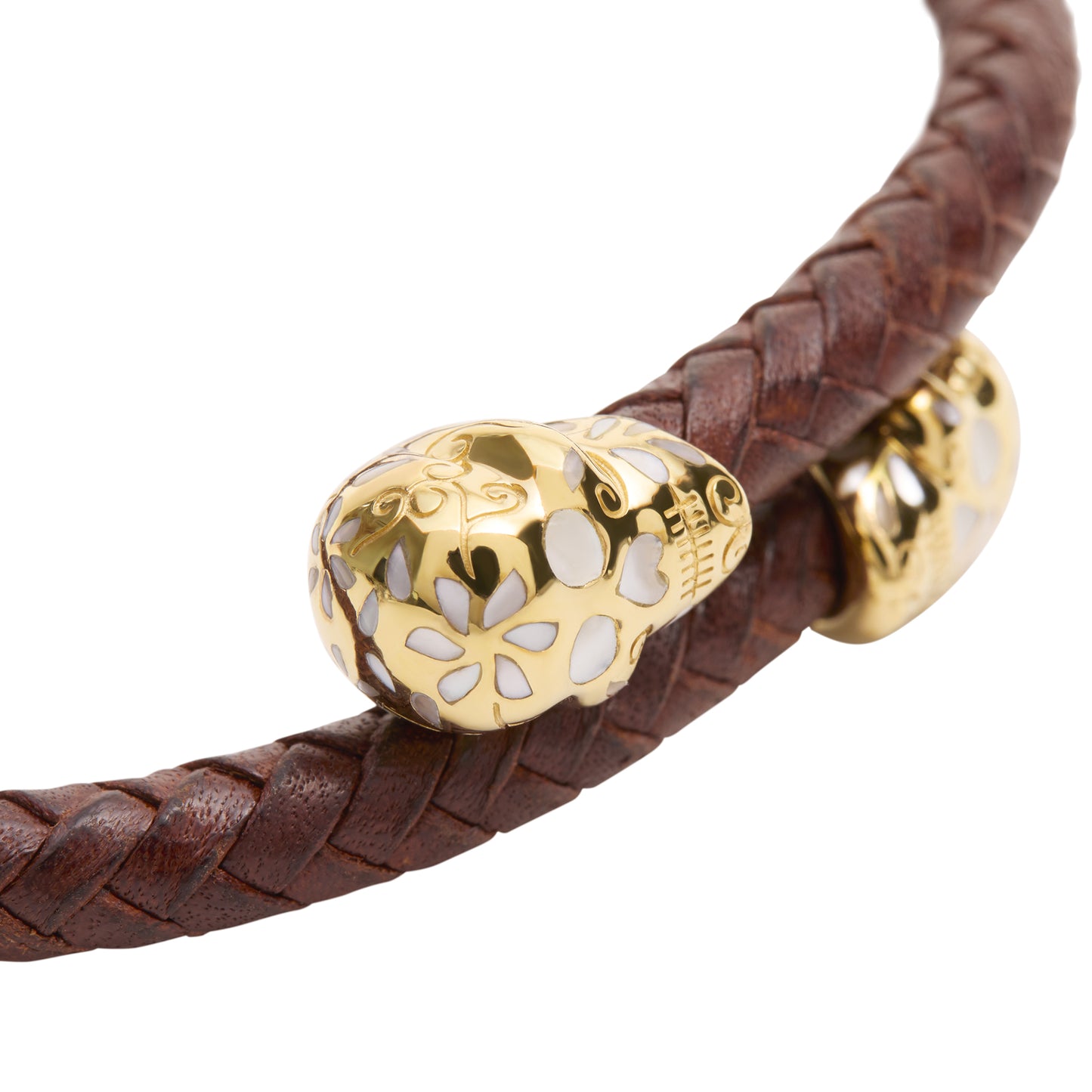 Skull Braided Leather Spring Bracelet