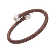 Skull Braided Leather Spring Bracelet