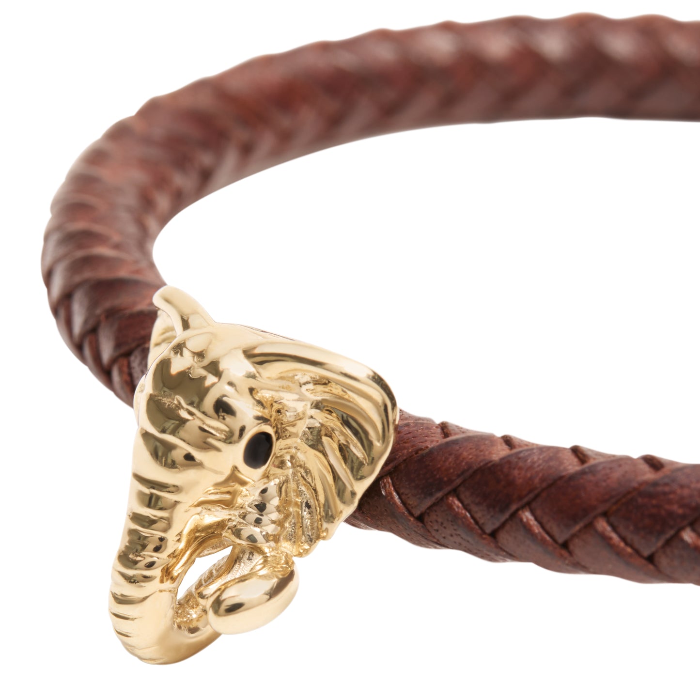 Elephant Head Braided Leather Spring Bracelet