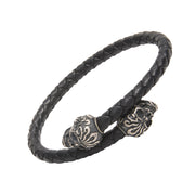 Skull Leather Sterling Spring Bracelet
