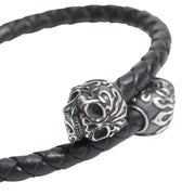 Skull Leather Sterling Spring Bracelet
