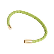 Lime Green Braided Leather Bracelet with Gold Magnetic Clasp | Jan Leslie