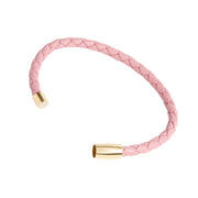 Blush Pink Braided Leather Bracelet with Gold Vermeil Magnetic Clasp | Jan Leslie.
