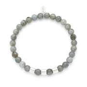 Labradorite and sterling silver tube beaded flex bracelet