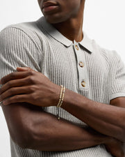 Men's natural riverstone double-wrap bracelet with sterling silver spacers and Jan Leslie
