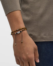 Men's tiger's eye double-wrap adjustable bracelet with sterling silver hex beads  Jan Leslie
