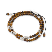 Men's tiger's eye double-wrap bracelet with sterling silver hex beads Jan Leslie