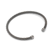 Polished sterling silver twisted multi-strand cable cuff bracelet with dome end caps, Jan Leslie