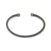 Polished sterling silver twisted multi-strand cable cuff bracelet with dome end caps, Jan Leslie