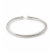 Oxidized gunmetal sterling silver twisted cable open cuff bracelet with dome end caps, Jan Leslie