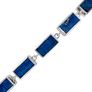 Sterling silver lapis lazuli rectangular station tennis bracelet