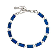 Go Knicks!  Blue Lapis Dash & Orange Woven Leather Bracelet Stack