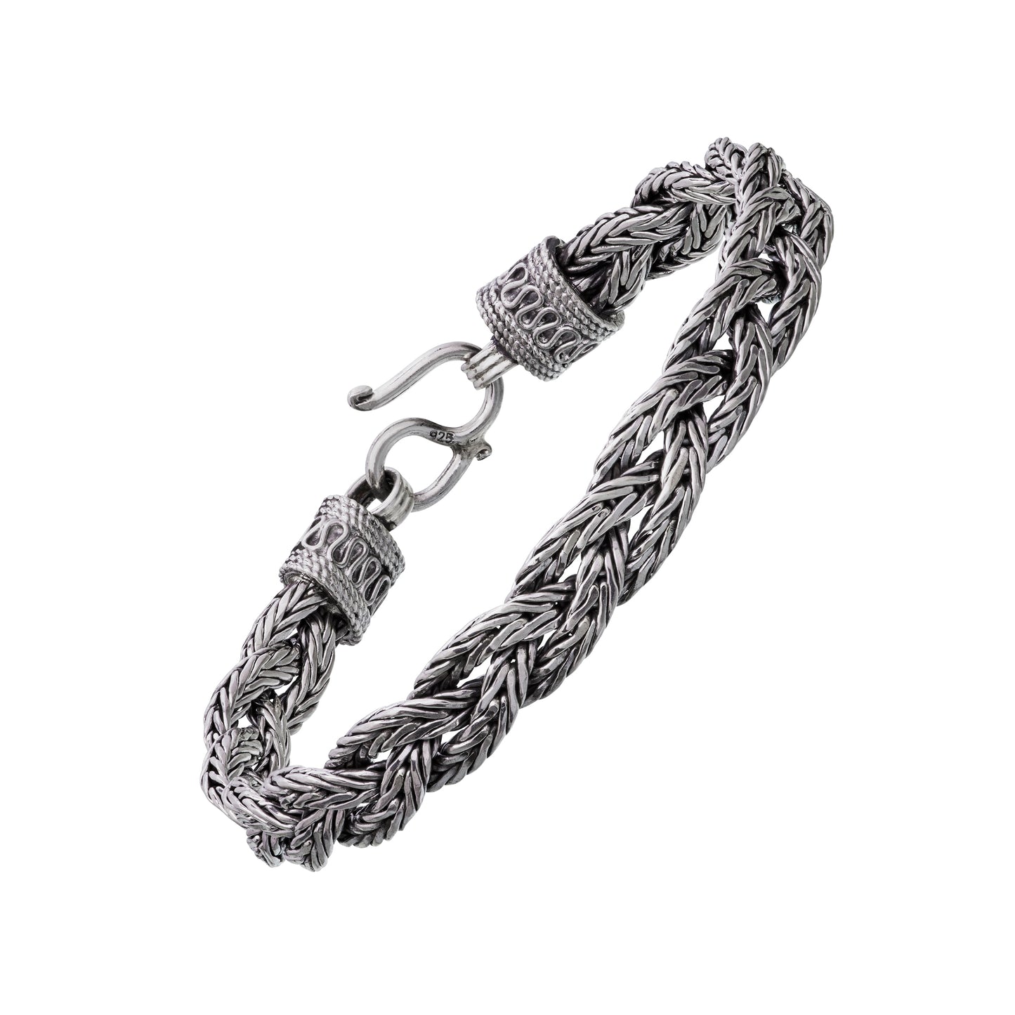 Oxidized Sterling Silver Double-Strand Balinese Foxtail Chain Bracelet | Jan Leslie