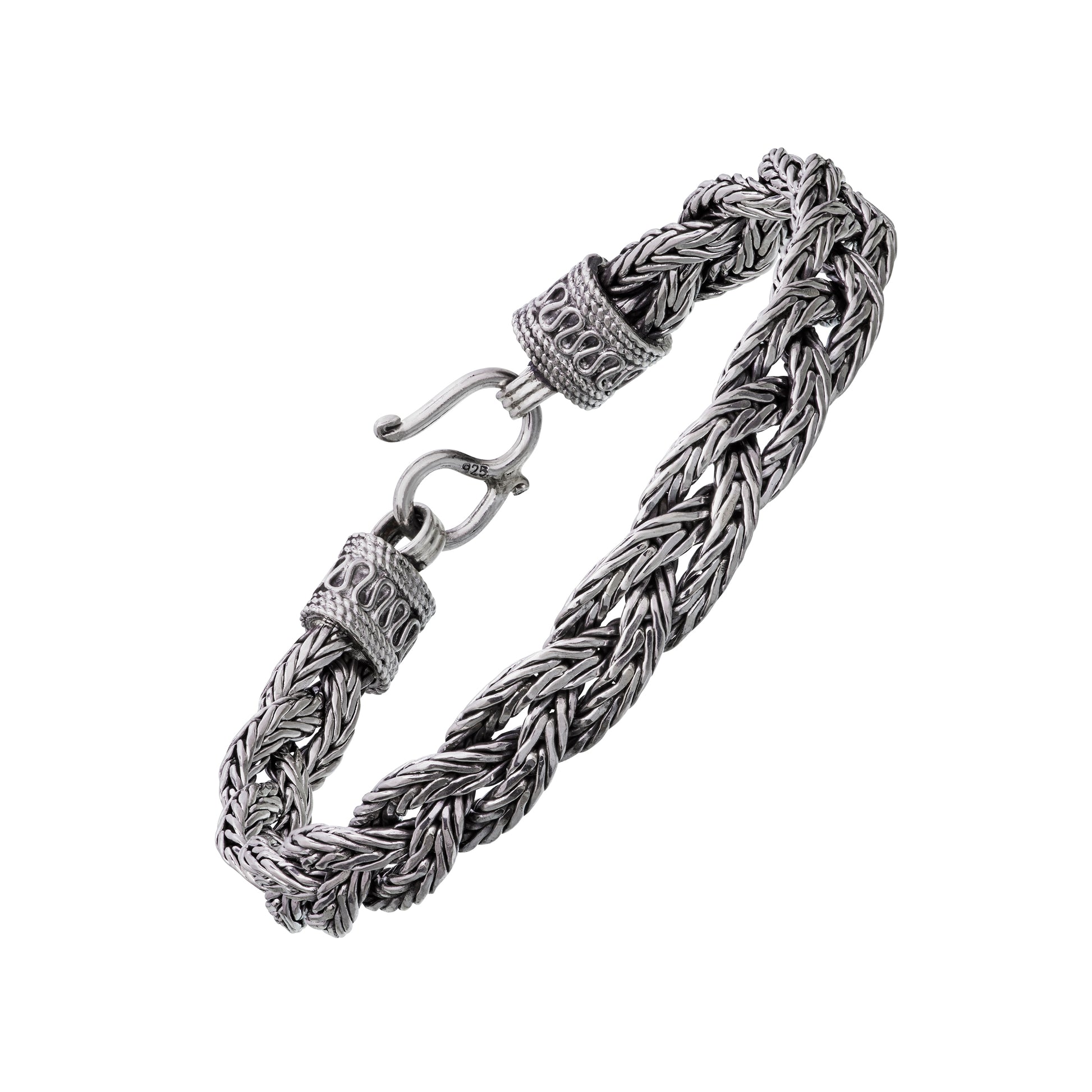 Oxidized Sterling Silver Double-Strand Balinese Foxtail Chain Bracelet | Jan Leslie