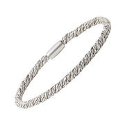 Men's sterling silver twisted rope bracelet with magnetic barrel clasp.