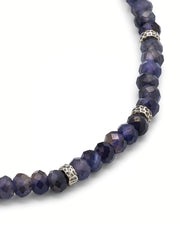  Blue iolite faceted rondelle bead bracelet 