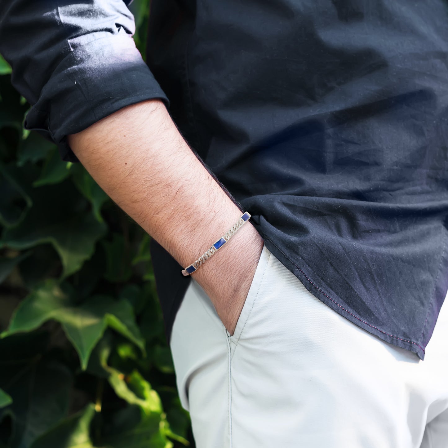 Dash-5 Curb Sterling Bracelet