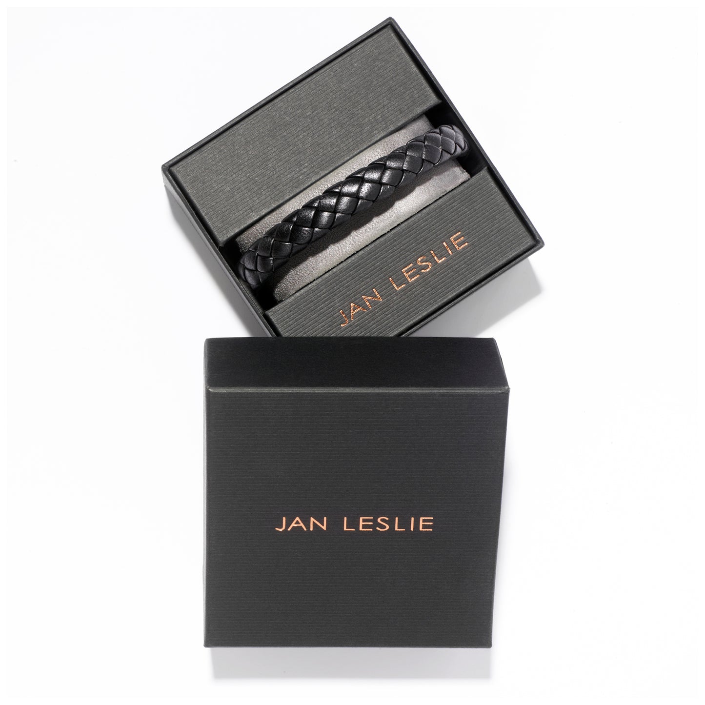 Braided Girth Leather Bracelet Steel
