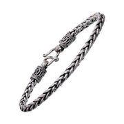  Oxidized sterling silver twisted rope open cuff bracelet with flat ends showing full silhouette by Jan Leslie.