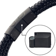 Matte black single magnetic bracelet link showing neodymium magnet closure and rectangular form by Jan Leslie.