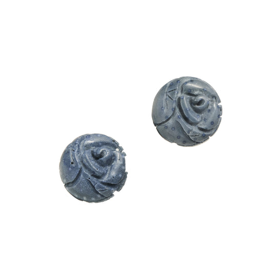 Hand-carved blue coral rose cufflinks 