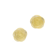 Hand-carved yellow calcite rose stud earrings 