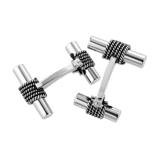 Rope Tube Sterling Cufflinks