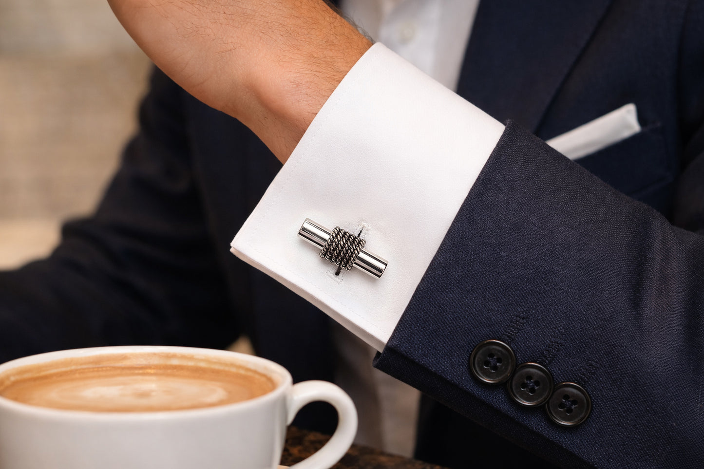 Rope Tube Sterling Cufflinks