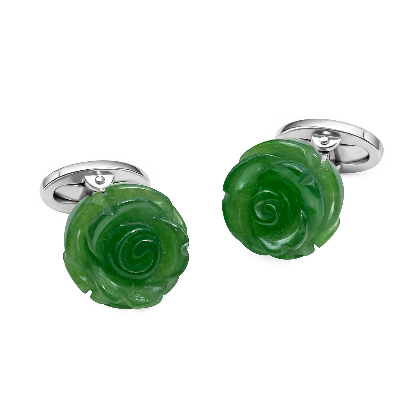 Rose Hand-Carved Sterling Cufflinks