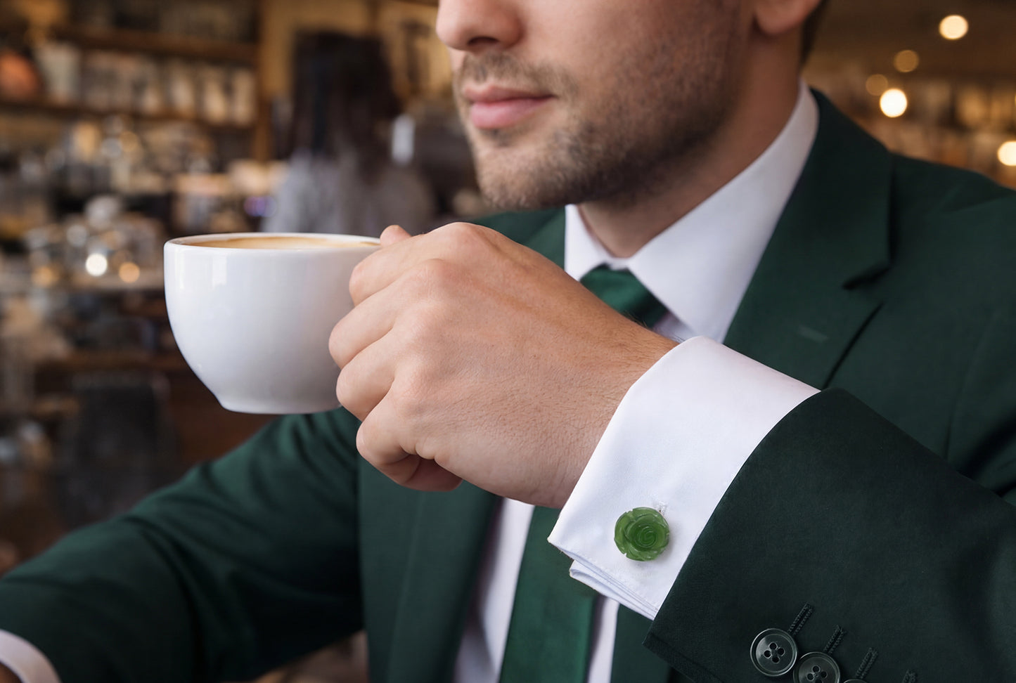 Rose Hand-Carved Sterling Cufflinks