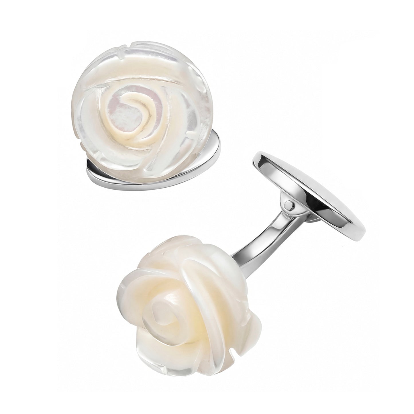 Rose Hand-Carved Sterling Cufflinks