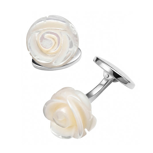 Rose Carved Sterling Cufflinks