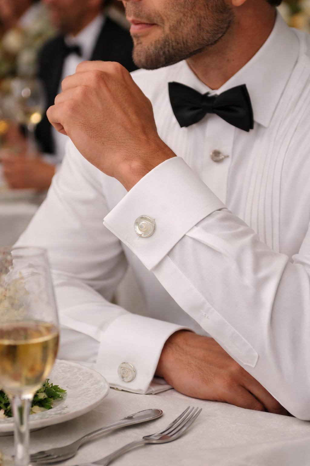 Rose Hand-Carved Sterling Cufflinks