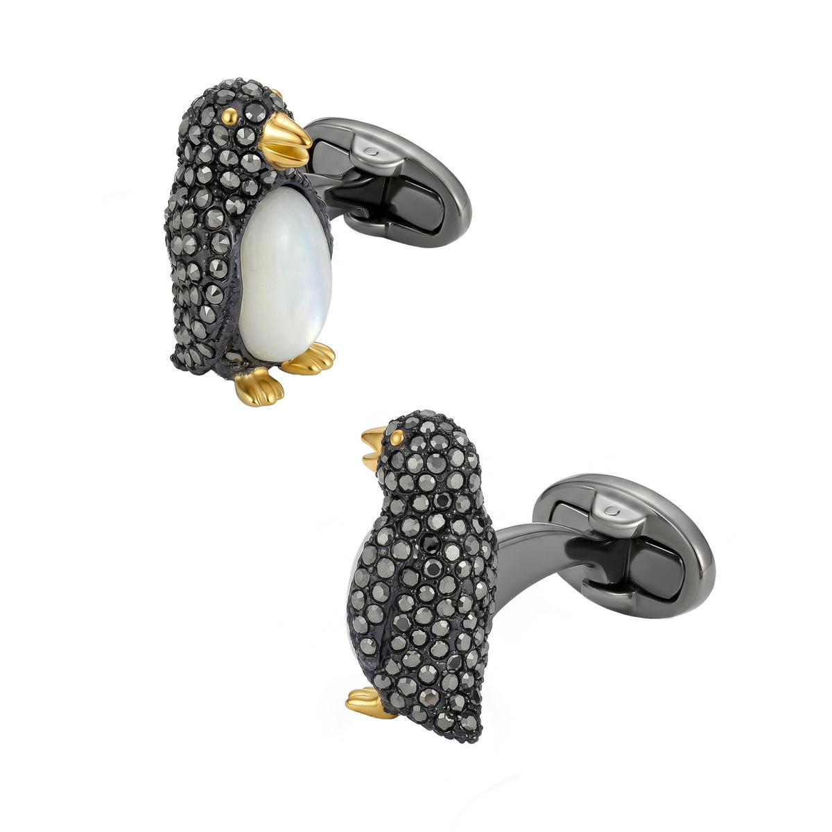 Penguin Marcasite, Mother of Pearl Sterling Cufflinks