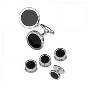 Gemstone Rivet Etch Sterling Cufflinks & Studs