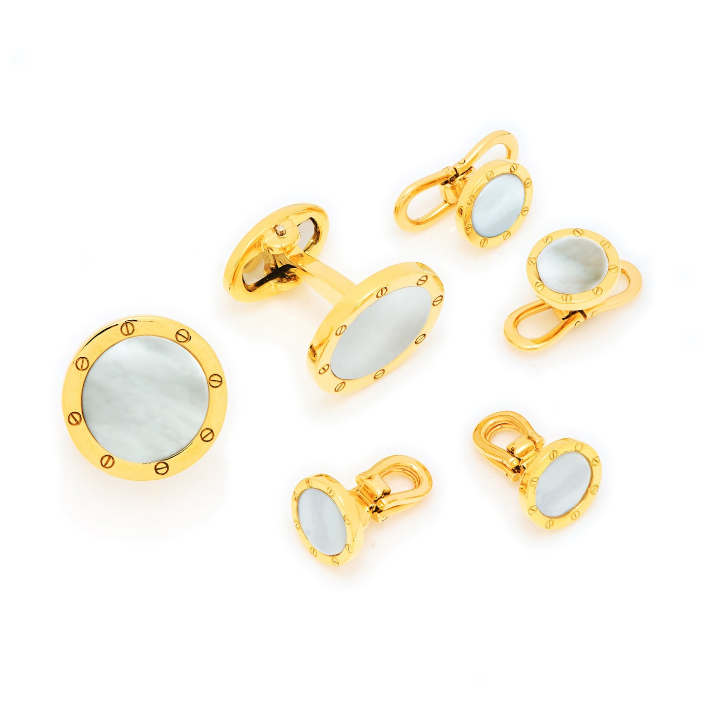 18K Gold Mother of Pearl Cufflinks & Studs