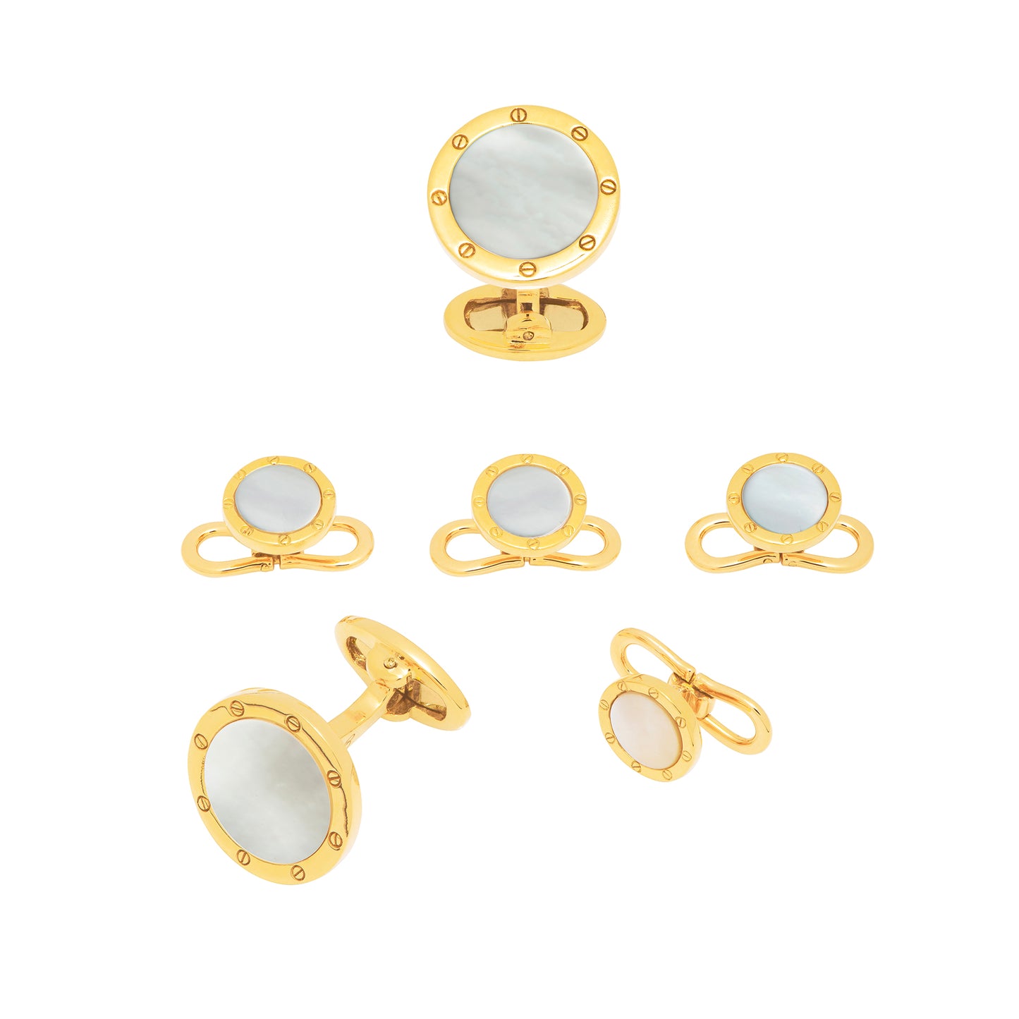 18K Gold Mother of Pearl Cufflinks & Studs