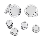 Round white mother of pearl cufflink in polished sterling silver screw