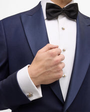 Sterling silver and gold ribbed cylinder tuxedo cufflink